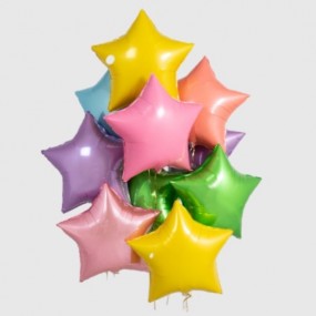 Разноцветные фольгированные шары-звезды (11 шт.)