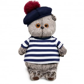 Мягкая игрушка «Басик в тельняшке и берете» 19 см.