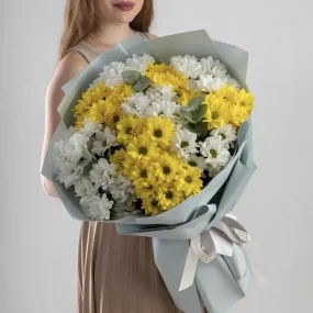 Монобукет из кустовых хризантем (15 шт.)